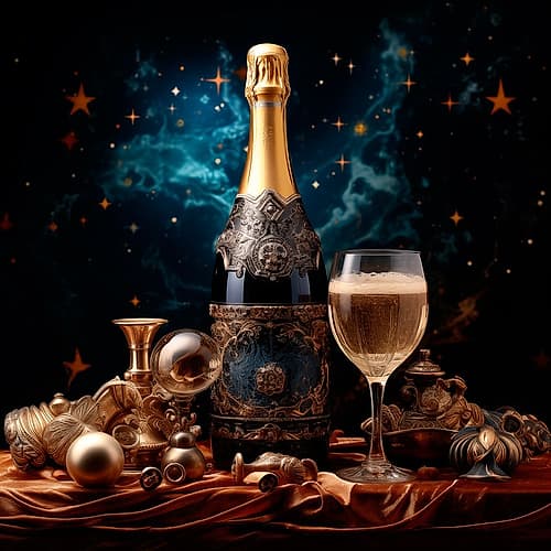 Wine bottle and glass Food Print